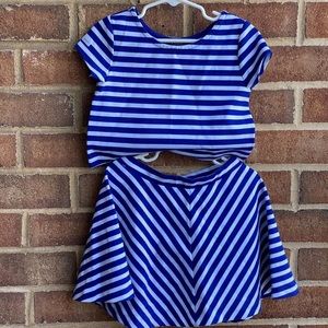 Striped Polo Skirt Set